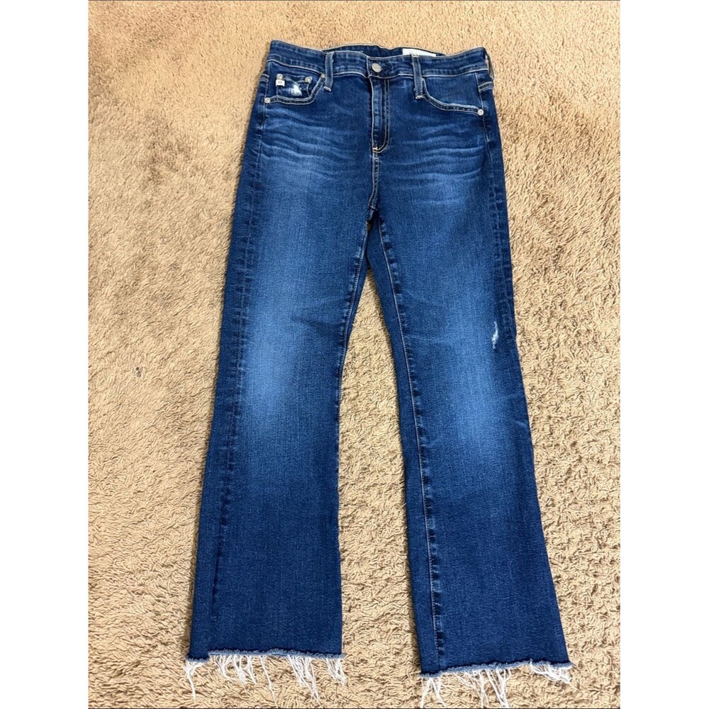 Adriano Goldschmied Farrah Boot Crop Jeans Blue Raw Hem size 28 High Rise Casual
